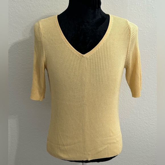 I•N•C International Concepts Yellow Ribbed Blouse - Picture 1 of 5
